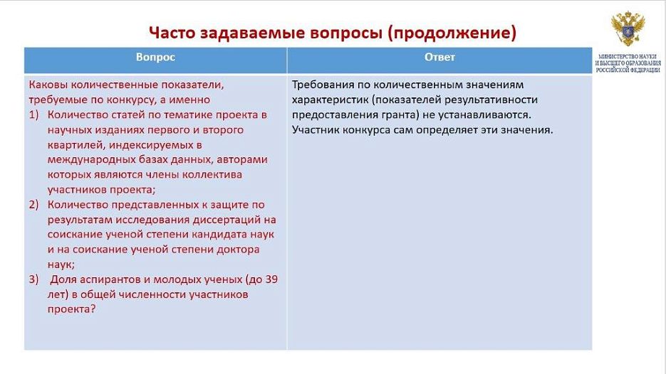 Разъяснение порядка конкурсного отбора по крупным научным проектам